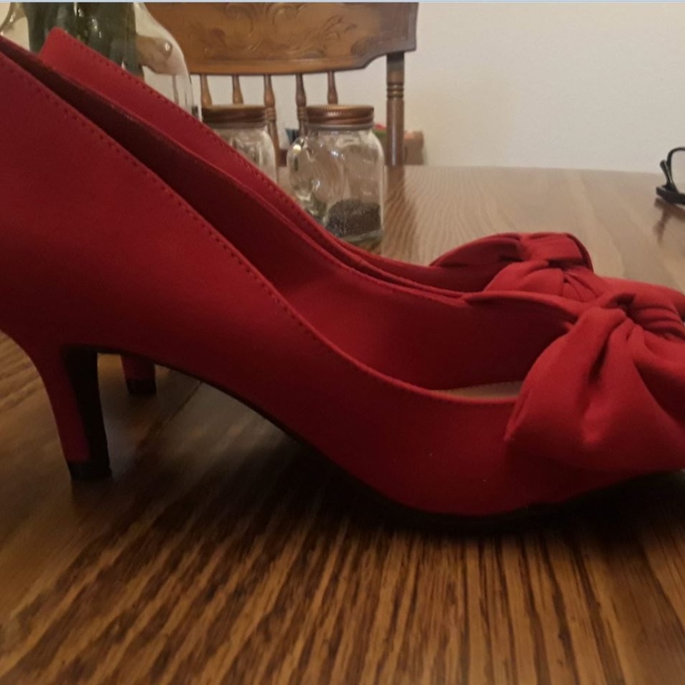 Red Suede Pumps - Size 6